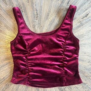 Papaya Velvet Sleeveless‎ Crop Top – Size Large – Deep Burgundy